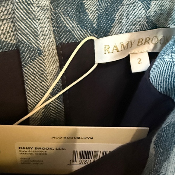 RAMY BROOK Marine Printed Denim Sleeveless Midi Dress Color Geo Print Size 2 NWT - Picture 8 of 14